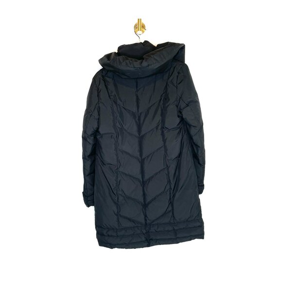 Minimalist | Tahari Down Mid-Length Black Puffer | Dramatic Collar Layering Sz M - Picture 9 of 12